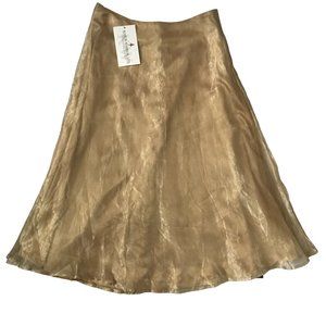 NWT Silk/Metallic A-Line Midi Skirt Lined Size 10